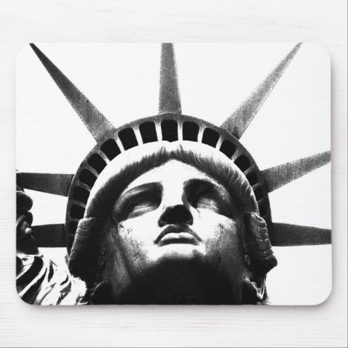 Black  White Statue of Liberty Mouse Pad