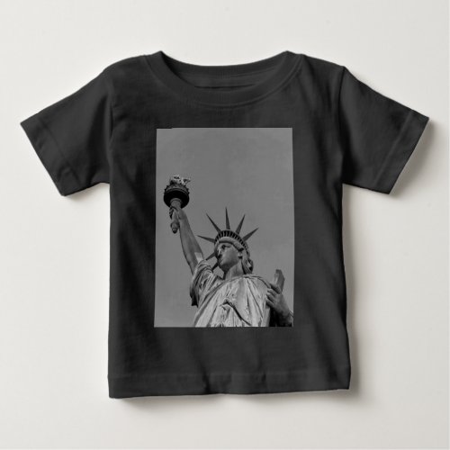 Black  White Statue of Liberty New York Baby T_Shirt