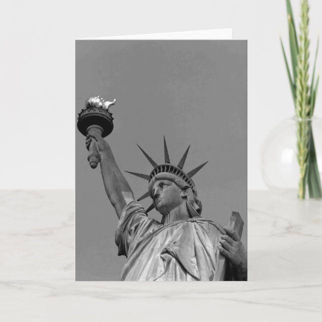 Black & White Statue of Liberty New York Card (Front)