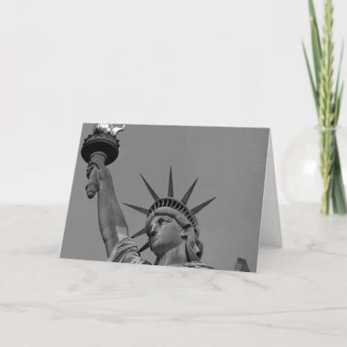 Black  White Statue of Liberty New York Card
