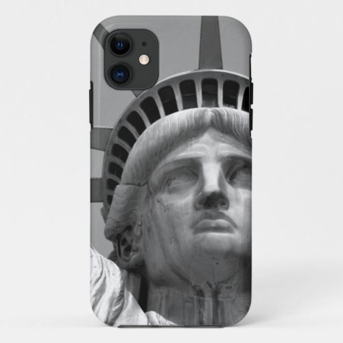 Black  White Statue of Liberty New York iPhone 11 Case