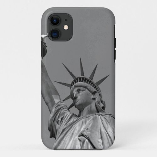 Black  White Statue of Liberty New York iPhone 11 Case