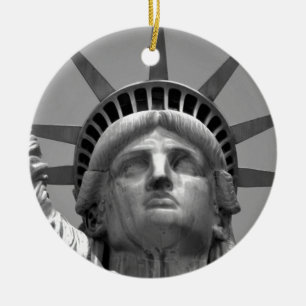 Black & White Statue of Liberty New York Ceramic Ornament