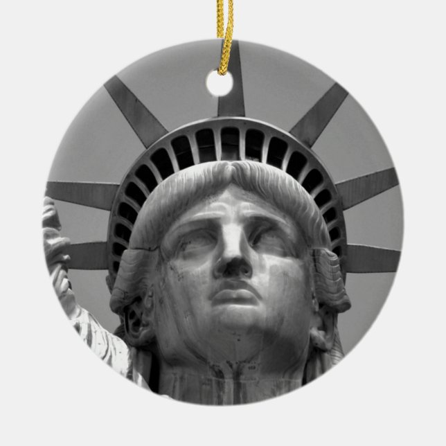 Black & White Statue of Liberty New York Ceramic Ornament (Front)