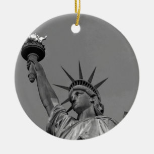 Black & White Statue of Liberty New York Ceramic Ornament
