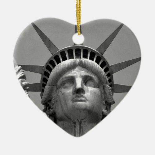 Black  White Statue of Liberty New York Ceramic Ornament