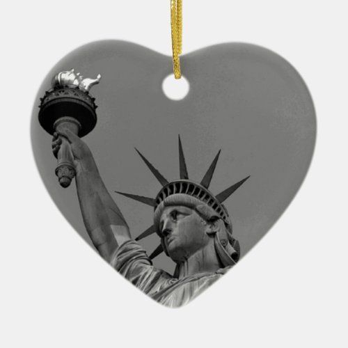 Black  White Statue of Liberty New York Ceramic Ornament