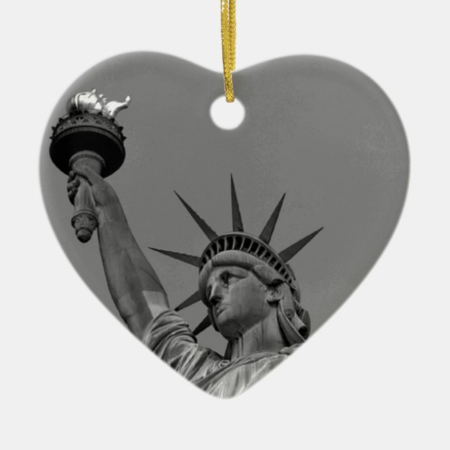 Black & White Statue of Liberty New York Ceramic Ornament (Front)