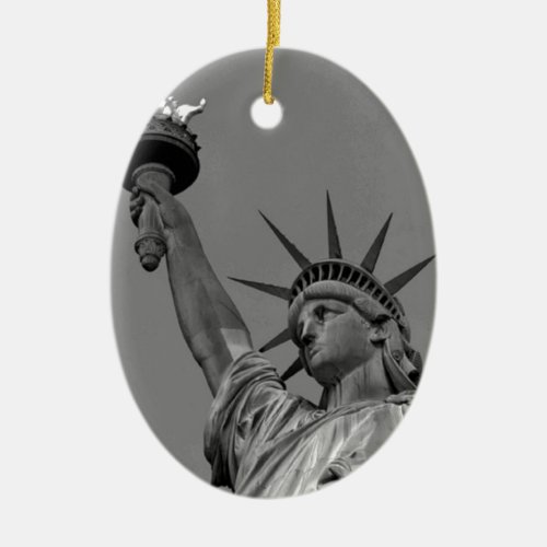 Black  White Statue of Liberty New York Ceramic Ornament