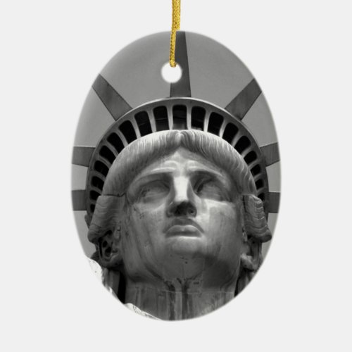 Black  White Statue of Liberty New York Ceramic Ornament