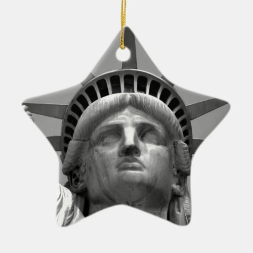 Black  White Statue of Liberty New York Ceramic Ornament