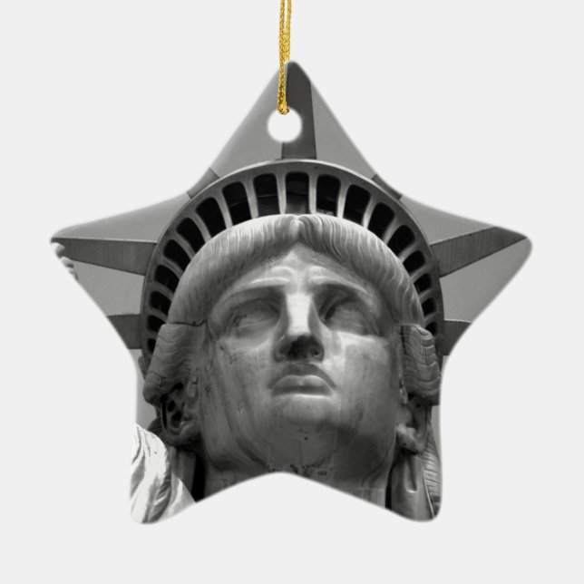 Black & White Statue of Liberty New York Ceramic Ornament (Front)