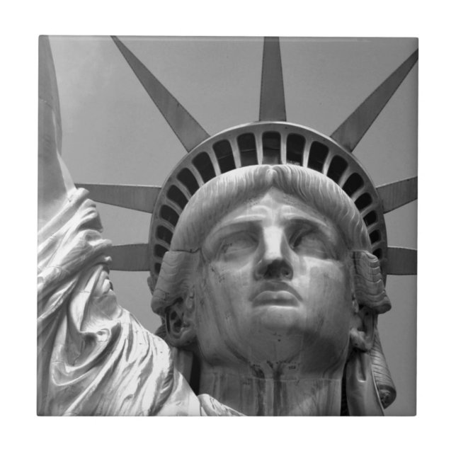 Black & White Statue of Liberty New York Ceramic Tile (Front)