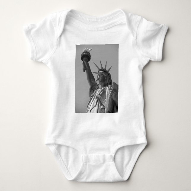 Black & White Statue of Liberty New York City Baby Bodysuit (Front)