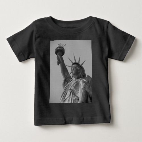 Black  White Statue of Liberty New York City Baby T_Shirt