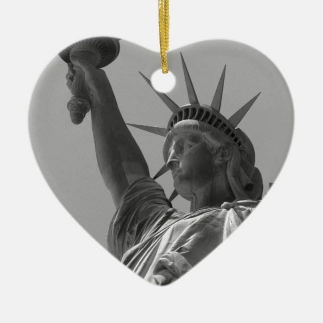 Black & White Statue of Liberty New York City Ceramic Ornament (Front)