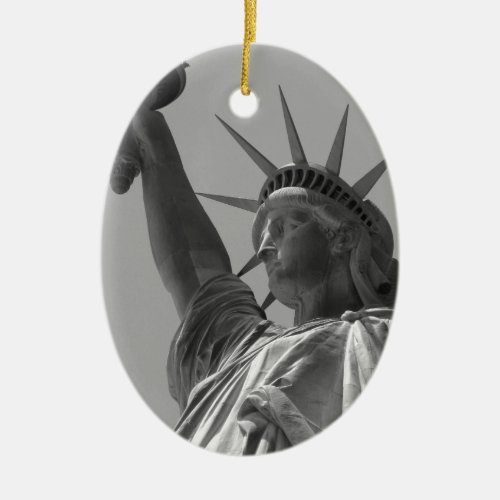 Black  White Statue of Liberty New York City Ceramic Ornament