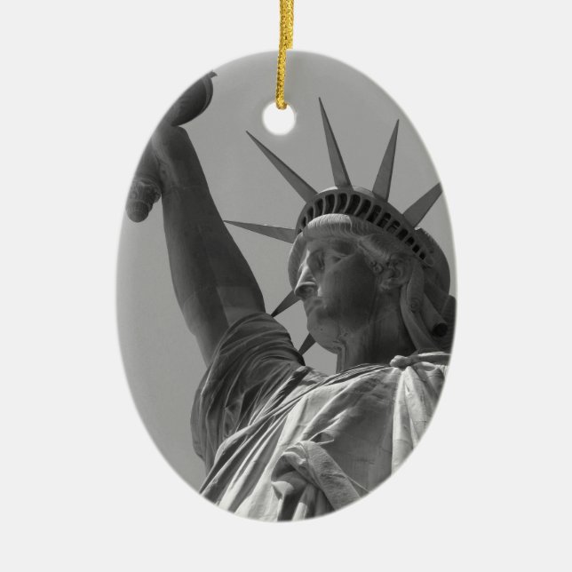 Black & White Statue of Liberty New York City Ceramic Ornament (Front)