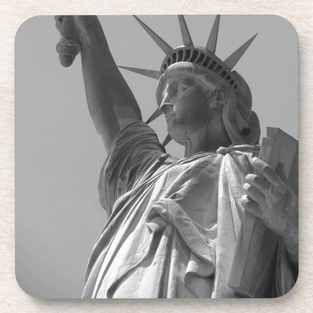 Black & White Statue of Liberty New York City Drink Coaster (Front)