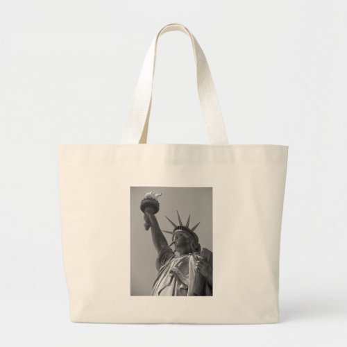 Black  White Statue of Liberty New York City Large Tote Bag