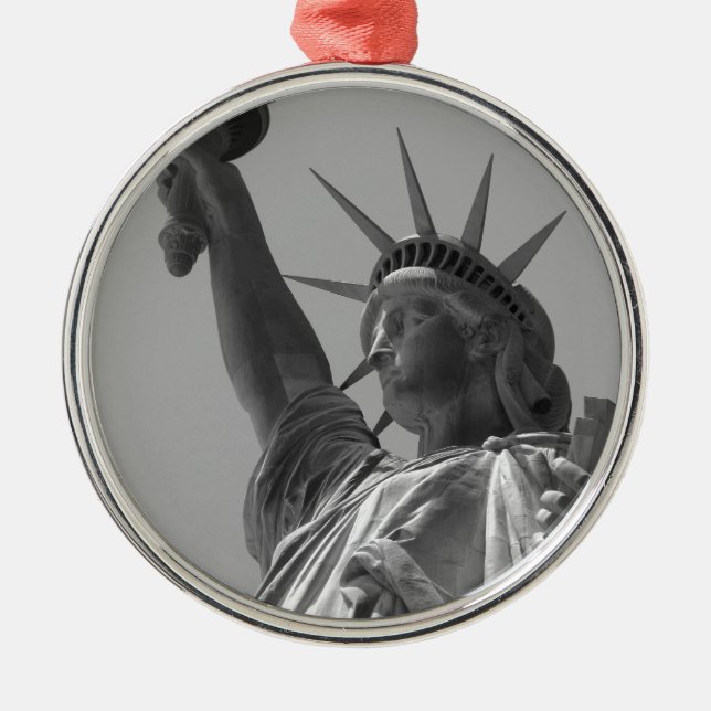 Black & White Statue of Liberty New York City Metal Ornament (Front)