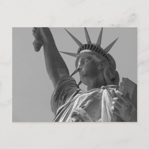 Black  White Statue of Liberty New York City Postcard