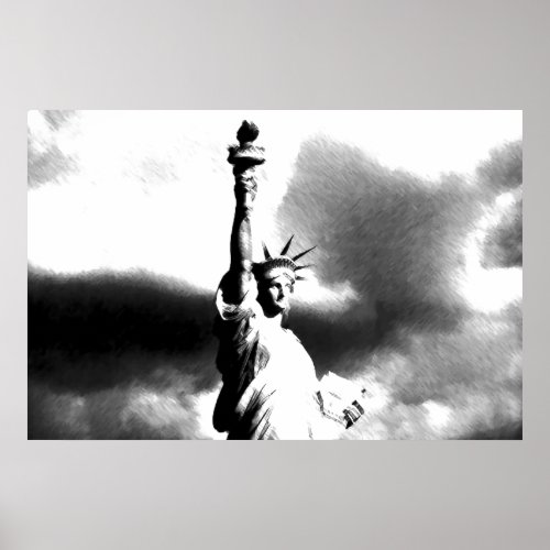 Black White Statue of Liberty New York City Poster