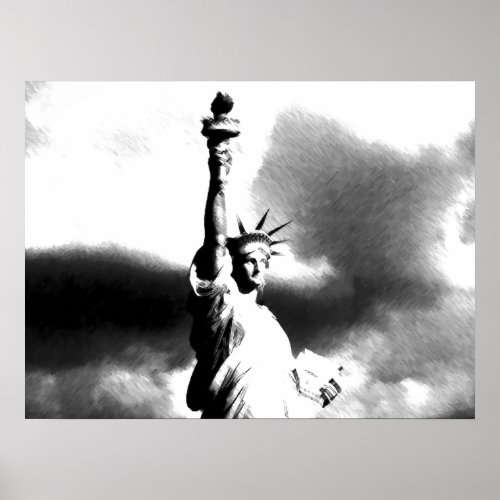 Black White Statue of Liberty New York City Poster