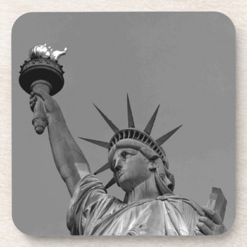 Black  White Statue of Liberty New York Coaster