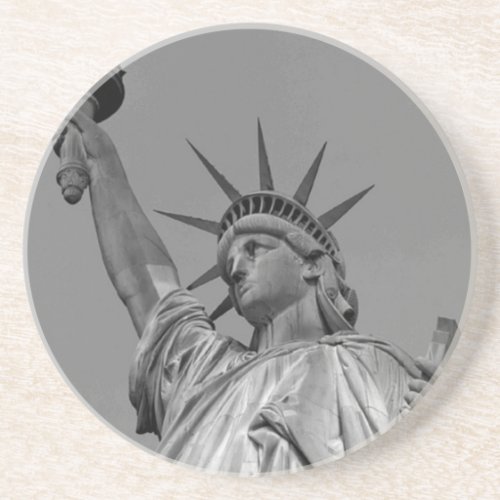 Black  White Statue of Liberty New York Coaster