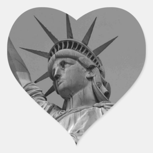 Black  White Statue of Liberty New York Heart Sticker