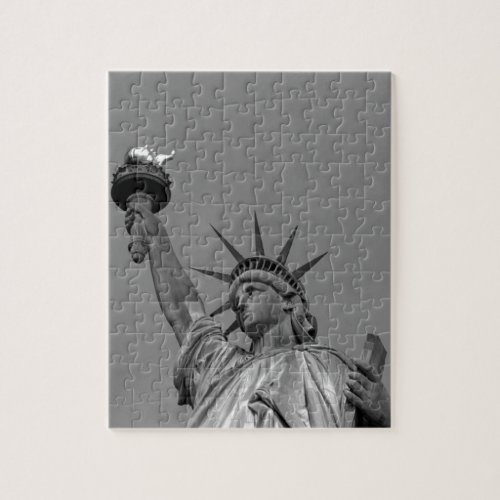 Black  White Statue of Liberty New York Jigsaw Puzzle