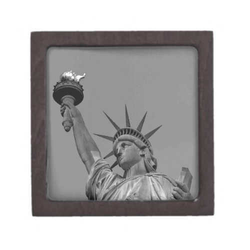 Black  White Statue of Liberty New York Keepsake Box