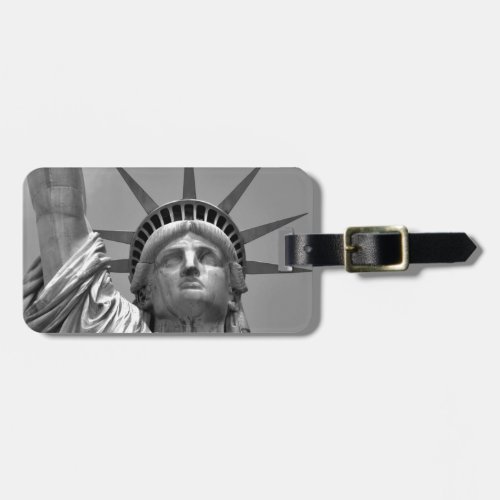 Black  White Statue of Liberty New York Luggage Tag