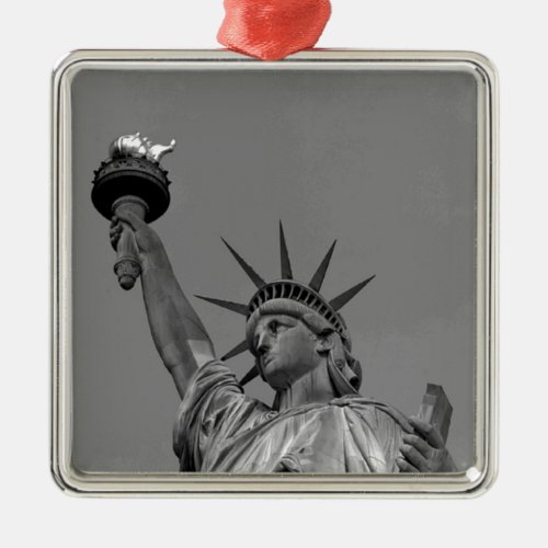 Black  White Statue of Liberty New York Metal Ornament