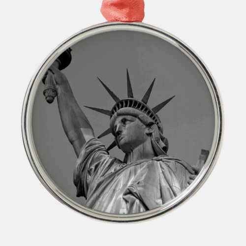 Black  White Statue of Liberty New York Metal Ornament