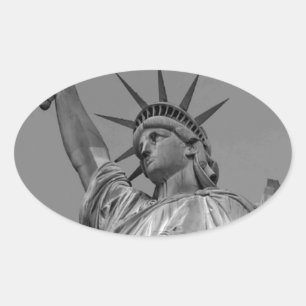 Black & White Statue of Liberty New York Oval Sticker