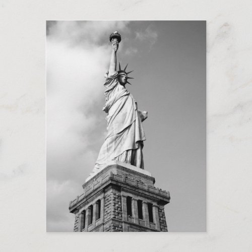 Black  White Statue of Liberty New York postcard