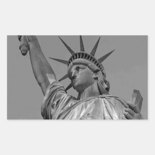 Black  White Statue of Liberty New York Rectangular Sticker