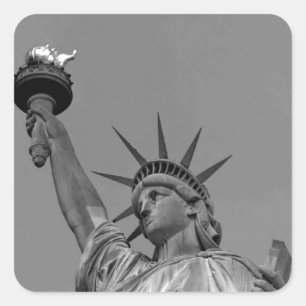 Black & White Statue of Liberty New York Square Sticker