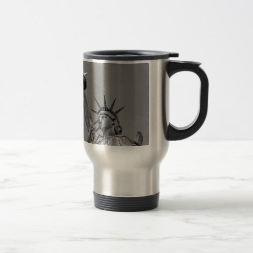 Black  White Statue of Liberty New York Travel Mug