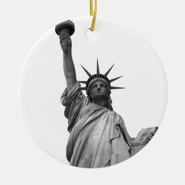 Black & White Statue of Liberty Ornament (Front)