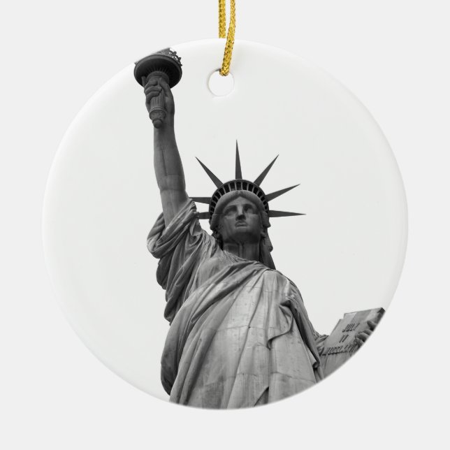 Black & White Statue of Liberty Ornament (Front)