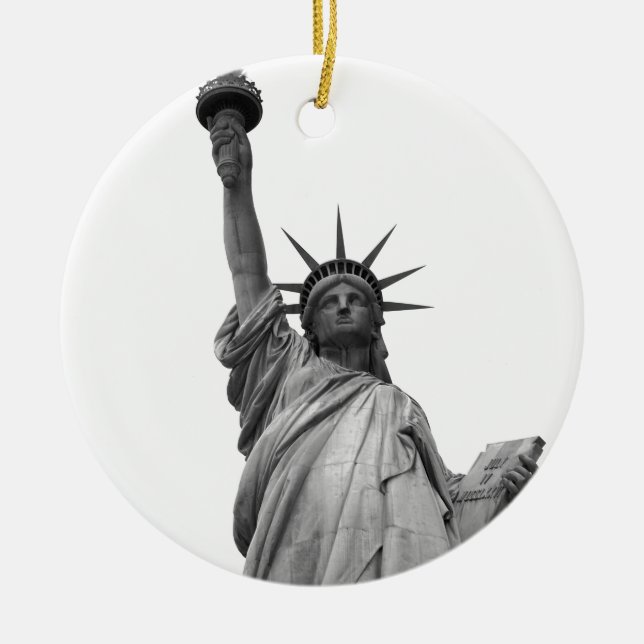 Black & White Statue of Liberty Ornament (Front)