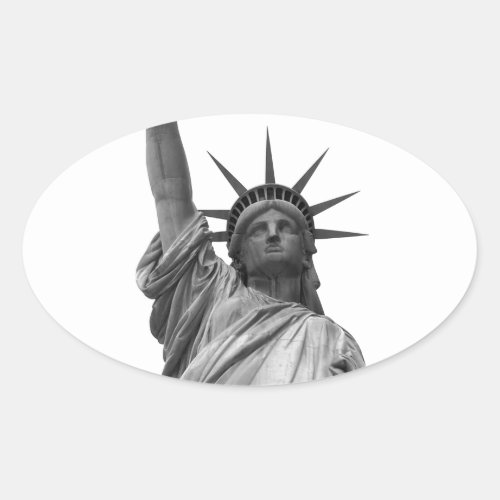 Black  White Statue of Liberty Oval Sticker