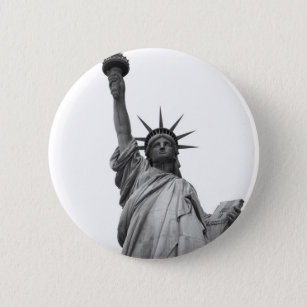 Black & White Statue of Liberty Pinback Button