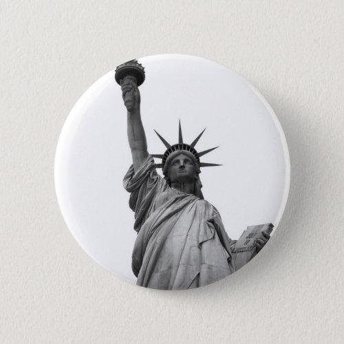 Black  White Statue of Liberty Pinback Button
