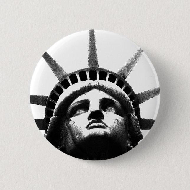 Black & White Statue of Liberty Pinback Button (Front)