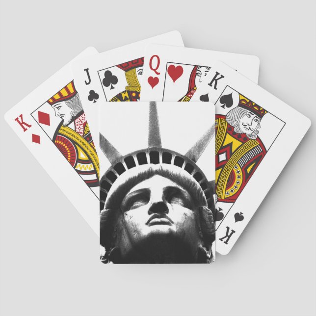 Black & White Statue of Liberty Poker Cards (Back)