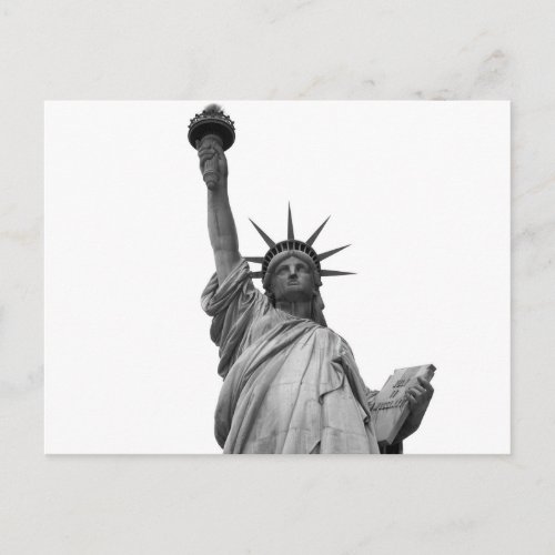 Black  White Statue of Liberty Postcard